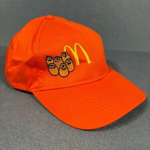 Official McDonalds Employee Orange McNuggets Strapback‎ Hat/Cap Velcro w/ Extras